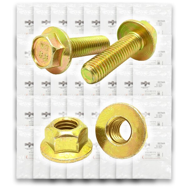 Boltsandnuts.Com Inch Grade 8 Hex Flange Bolts & Flange Lock Nuts Zinc Yellow Assortment - 692 PCS Assortment Kit #395 - main